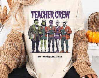 Retro Teacher Digital File, Boo Teacher Crew Png, Monster Mash png, Vintage Halloween png, Monster Tee, Halloween png, Teacher Shirt Png Svg