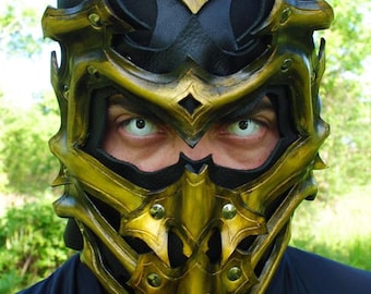 Scorpion Leather Mask - Inspired by Mortal Kombat