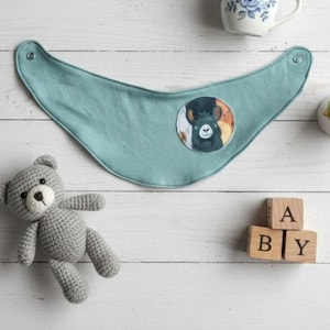 Alpaka Lama Halstuch für Babys und Kleinkinder in Mint, gelb, braun| Geschenk zur Geburt oder Geburtstag| passend zum Strampler oder Set