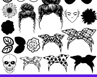 Messy Bun Girl SVG, Mom Life Sassy Woman SVG Bundle