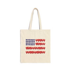 Patriotic Cotton Canvas Tote Bag - USA Inspired, Reusable Bag, Summer Outing, Eco-Friendly, Gift for Independence Day