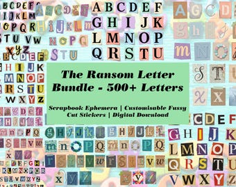500+ Ransom Note Letter Bundle | Magazine Cutout Alphabet Sheets | Digital Stickers | Printable Letters | Instant Download | Scrapbook