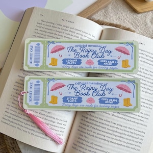The Rainy Day Book Club Ticket Bookmark | Bookish Bookmarks | Double Sided Bookmark | Bookclub Bookmark | Romance Bookmark | Cute bookmark