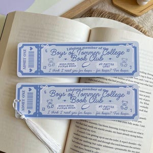 Boys of Tommen Bookmark | Romance Book Club Ticket Bookmark | Bookish Bookmarks | Double Sided Bookmark | Bookclub Bookmark | Boys of Tommen