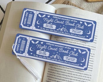 Night Court Book Club Ticket Bookmark | Bookish Bookmarks | Double Sided Bookmark | Bookclub Bookmark | The Night Court Bookmark | ACOTAR