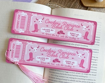 Marcapáginas de entrada del club de lectura Cowboy Romance / Marcapáginas de libros / Marcapáginas de doble cara / Marcapáginas del club de lectura / Marcapáginas de entrada / Cowboy Romance