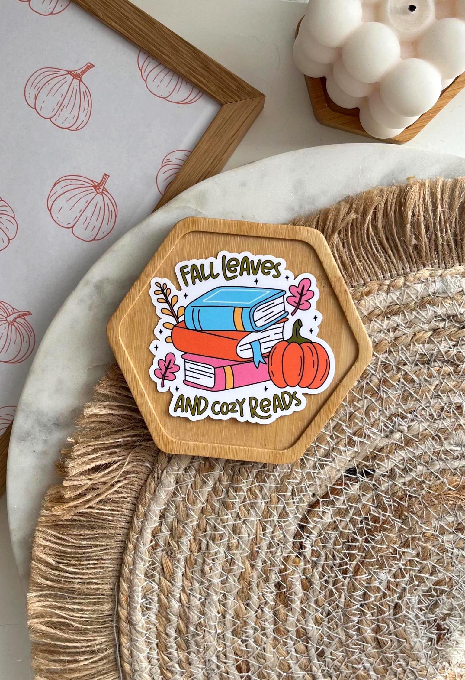 Fall Leaves and Cozy Reads Sticker: Glossy Bookish Autumn Kindle ...
