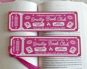 Smutty Book Club Ticket Bookmark | Bookish Bookmarks | Double Sided Bookmark | Bookclub Bookmark | Ticket Bookmark | Smut Bookmark
