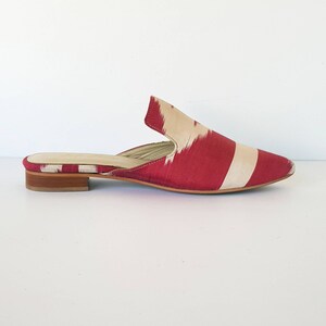 38 euro size Handcrafted shoes for Women Ikat Pure Silk Pointed Mule shoes image 6