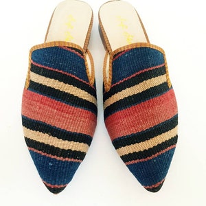 38 euro size Vintage Kilim pointed Women mules Handcrafted Shoes for Women
