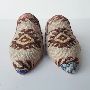 37 euro size Handcrafted vintage Kilim shoes for Women flat mules