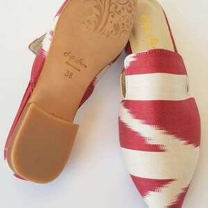 38 euro size Handcrafted shoes for Women Ikat Pure Silk Pointed Mule shoes image 7