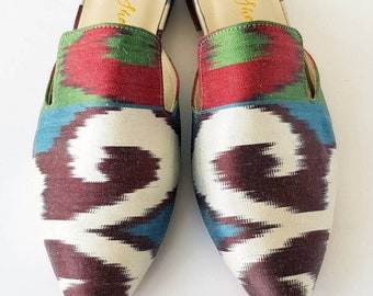40 euro size Handcrafted shoes for Women Ikat Pure Silk Pointed Mule shoes
