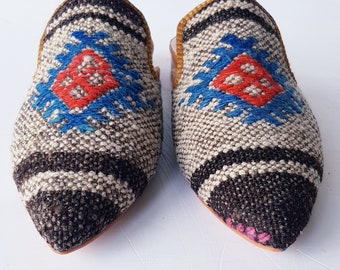 39 euro size Handcrafted pointed vintage Kilim shoes for Women hand-made Shoes