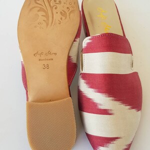 38 euro size Handcrafted shoes for Women Ikat Pure Silk Pointed Mule shoes image 2