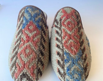 38 euro size Handcrafted Vintage Kilim Round Toe Shoes for Women flat mules