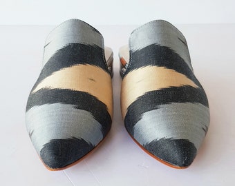 37 euro size pointed Pure Silk Ikat shoes Handcrafted shoes for Women