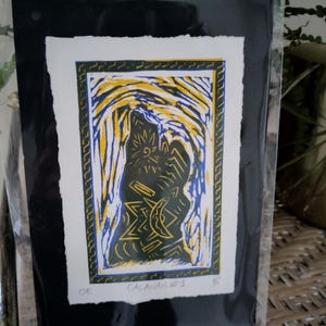 Lino Print Calanais Standing Stone