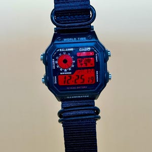 Custom Casio Royale AE1200 Watch: Red Filter, Optional HydroMod, Multiple Straps