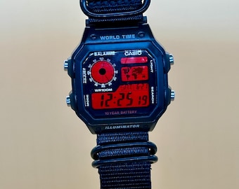 Custom Casio Royale AE1200 Watch: Red Filter, Optional HydroMod, Multiple Straps