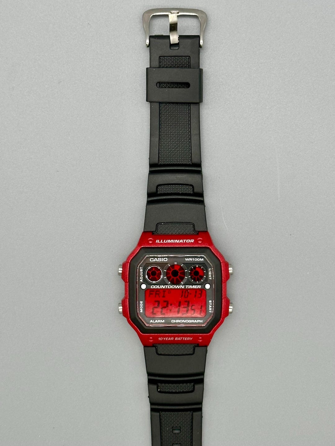 Custom Casio AE1300 Watch Mod: Red Resin Case, Deep Reed Filter
