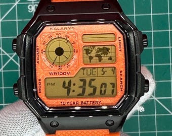 Modificación personalizada totalmente metálica del reloj Casio AE1200: Caja, tapa trasera, placa frontal metálica, filtro de gel, correa de caucho de silicona.