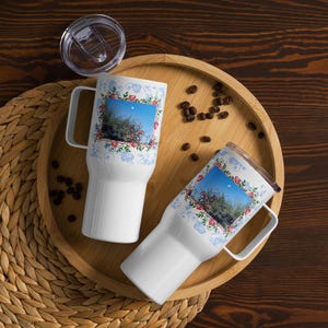 Rose Moon Travel Mug • Stainless Steel Insulated Coffee Cup • 25oz or 40oz • Spill Proof Portable Drinkware for Travelers