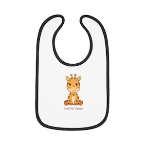 Feed Me Please Giraffe Baby Bib | Organic Cotton Baby Bib | Cute Baby Shower Gift | Funny Baby Mealtime Bib | Animal Baby Bib