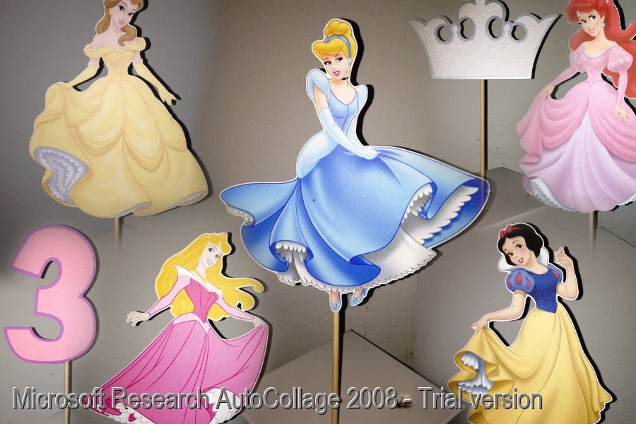 Disney Princess Centerpiece Picks Set of 7 Etsy