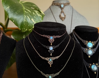 Handmade Macramé Moonstone Necklace | Teardrop Moonstone Boho Jewelry