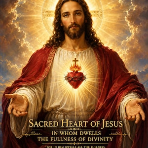 Sacred Heart of Jesus Printable Wall Art | In Whom Dwells the Fullness of Divinity | Catholic Digital Download | Christian Decor