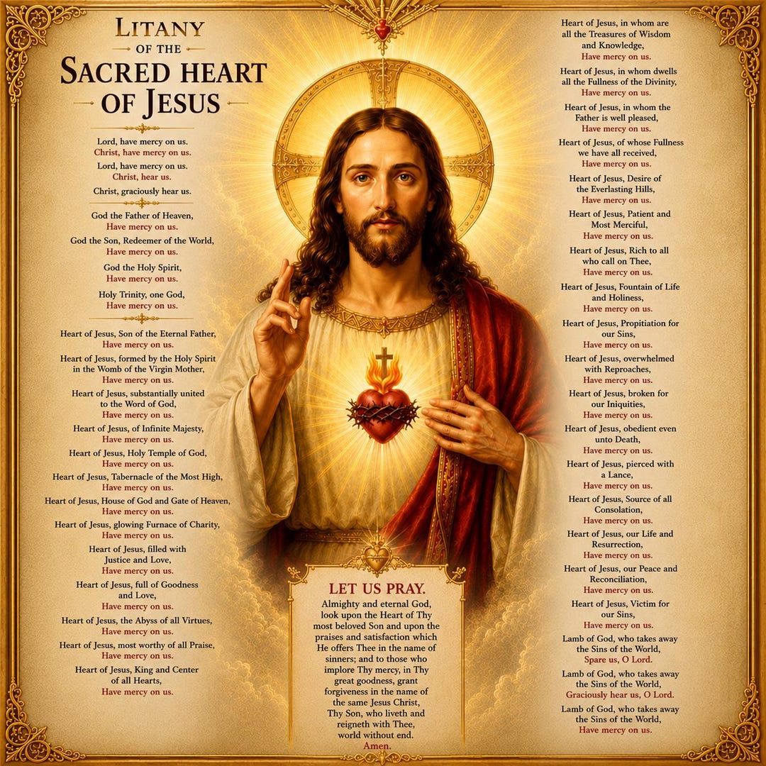 Litany of the Sacred Heart of Jesus Printable | Catholic Prayer Wall ...