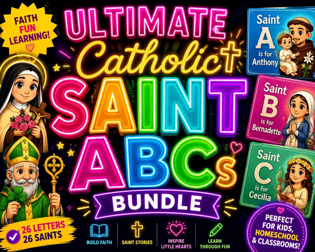 Catholic Saint ABC Bundle for Kids | Printable Saint Wall Art ...