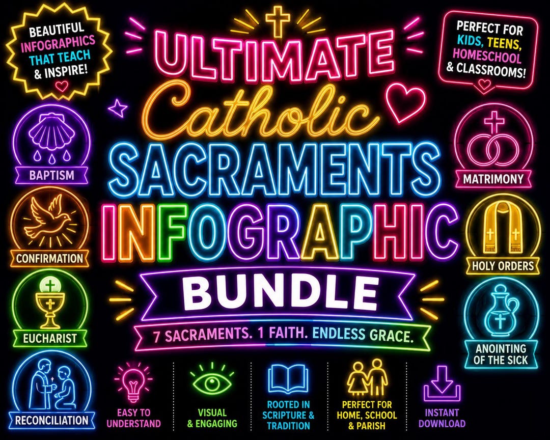 Catholic Inkography Catholic Sacraments Infographic Bundle | Printable Catholic Classroom ...