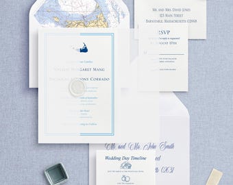 Nantucket Wedding Invitation,  nautical invitation,   personalized  beach wed, free samples