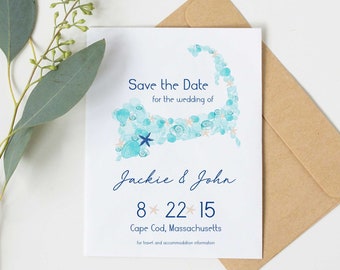 Cape Cod Shell Pattern Save the Date, Nautical wedding, Coastal Save the Date, Beach Save the Date, Wedding Save the Date, Cape Cod, beach