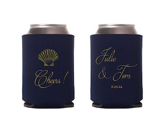 Scallop Shell  Can Cooler Wedding Favors, Can Coolies, Beer Can Huggers, Beer Can Insulators, Can Holder, Beach wedding, Cape Cod