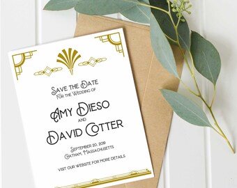 Art Deco save the date,  formal elegant Save the Date, Wedding Save the Date, Roaring 20s save the date, Vintage save the date, Great Gatsby