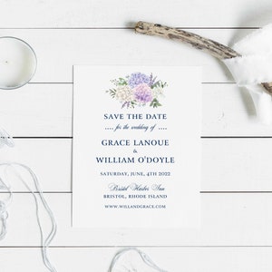 Hydrangea Floral Save the Date: Coastal Wedding
