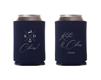 Cape Cod Monogram  Can Cooler, Wedding Favors, Can Coolies, Beer Can Huggers, Beer Can Insulators, Can Holder, Beach wedding, Cape Cod