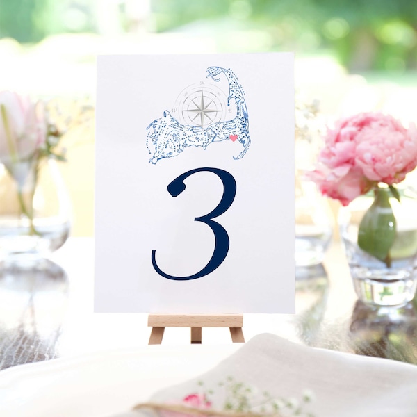 Vintage Cape Cod Table Numbers, Wedding Table Cards, Printed, Custom Wedding Decor, Nautical wedding, Printed Table #, beach