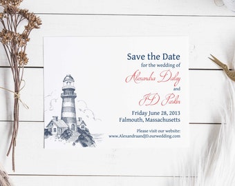 Lighthouse Save the Date, nautical wedding, save the date, cape cod Coastal wedding cape cod wedding, nautical, beach