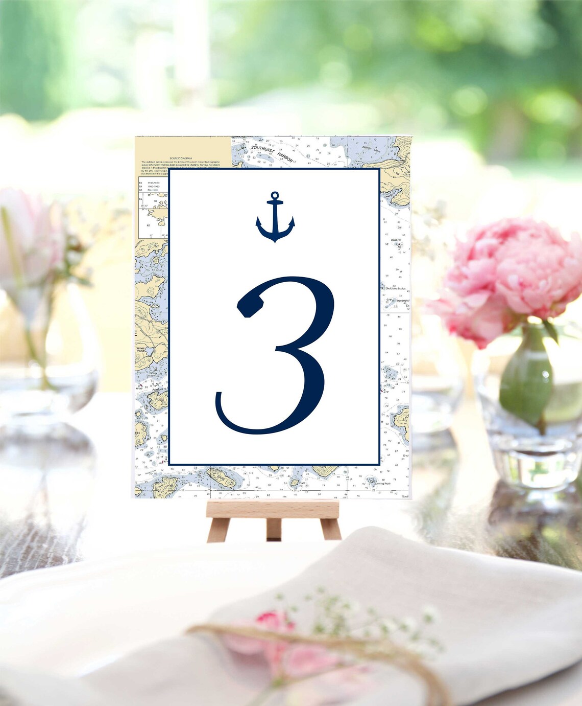 Nautical Chart Table Numbers: Cape Cod Wedding Decor - Etsy