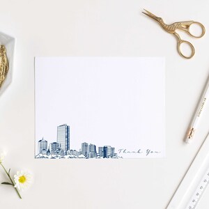 Boston Sketch Personalized card, note white elegant  note card, gift congratulations  custom card Stationery set, Thank you note, beach