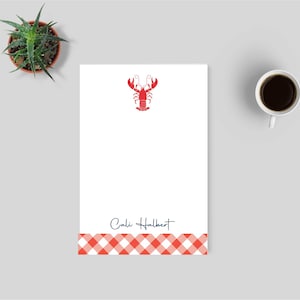 Lobster Gingham Personal Notepad Nautical Design, Custom Personal Note Pad, Personalized Jotter Pad, Personal pad of paper, custom gift