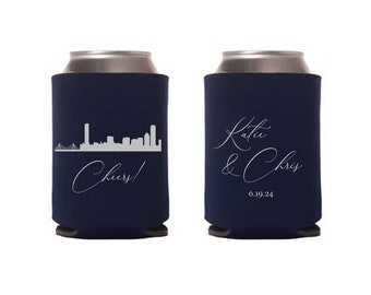 Boston City  Can Cooler, Wedding Favors, Can Coolies, Beer Can Huggers, Beer Can Insulators, Can Holder, Beach wedding, Cape Cod