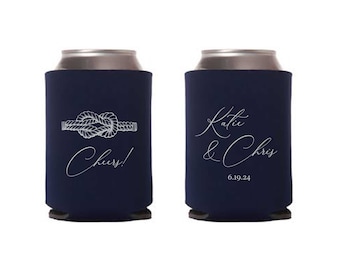 Love knot  Can Cooler, Wedding Favors, Can Coolies, Beer Can Huggers, Beer Can Insulators, Can Holder, Beach wedding, Cape Cod