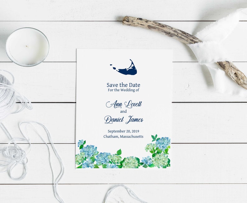 save our date Hydrangea save the date Nantucket save the date Nantucket Save the Date custom save the date save the date nautical theme