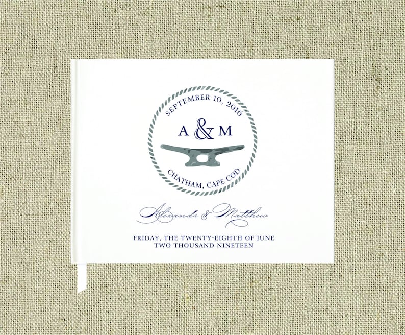 Beach wedding Nautical Guest book Custom Guest Book Any chart Nautical glam wedding Personalized guest book Boat Cleat Guest book
