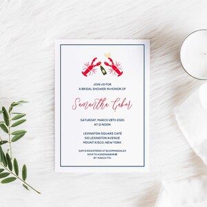 Lobsters in love Champagne invitation, Lobster rehearsal dinner invitation, Lobsters, birthday invitation, Clambake invitation, Champagne